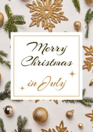 Christmas in July Greeting Card Postcard A6 Vertical Design Template