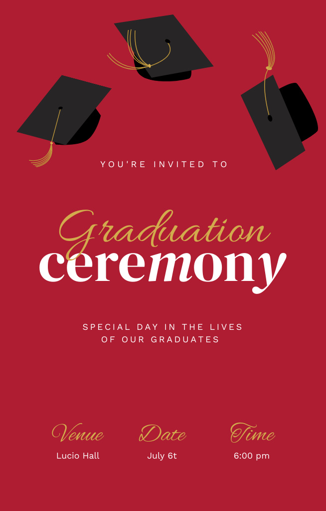 Graduation Ceremony Ad With Graduators' Hats Invitation 4.6x7.2in tervezősablon