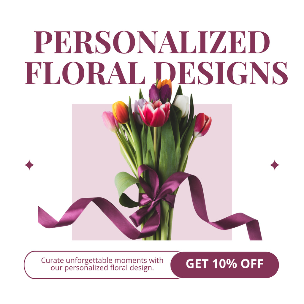 Discount on Bouquet of Tulips with Ribbon Instagram AD – шаблон для дизайну