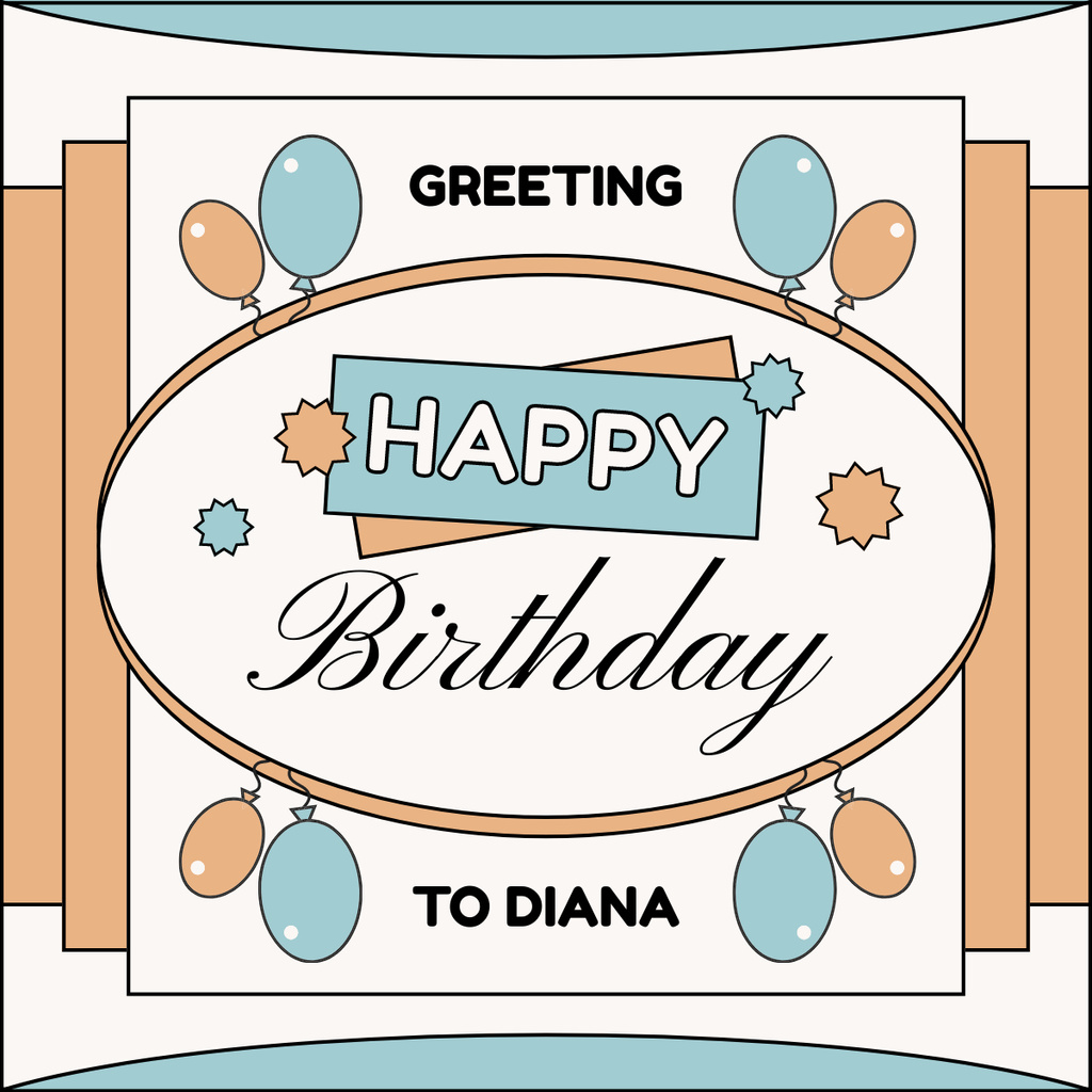 Cute Happy Birthday Greetings in Pastel Colors LinkedIn postデザインテンプレート