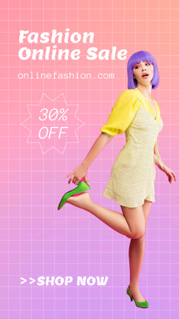 Fashion Online Sale Announcement with Stylish Woman Instagram Story Design Template