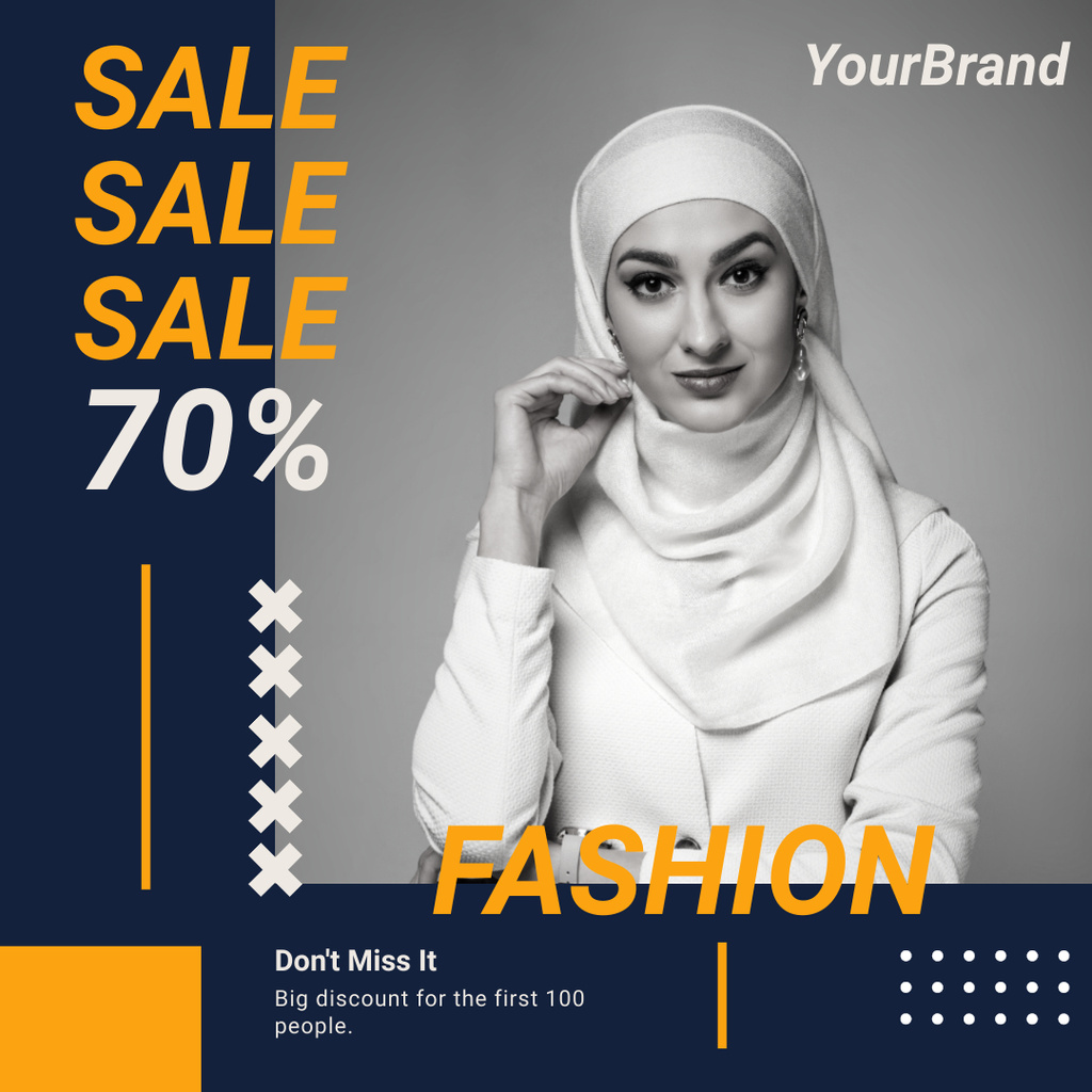Female Clothing Sale Ad with Beatiful Woman Instagram Design Template
