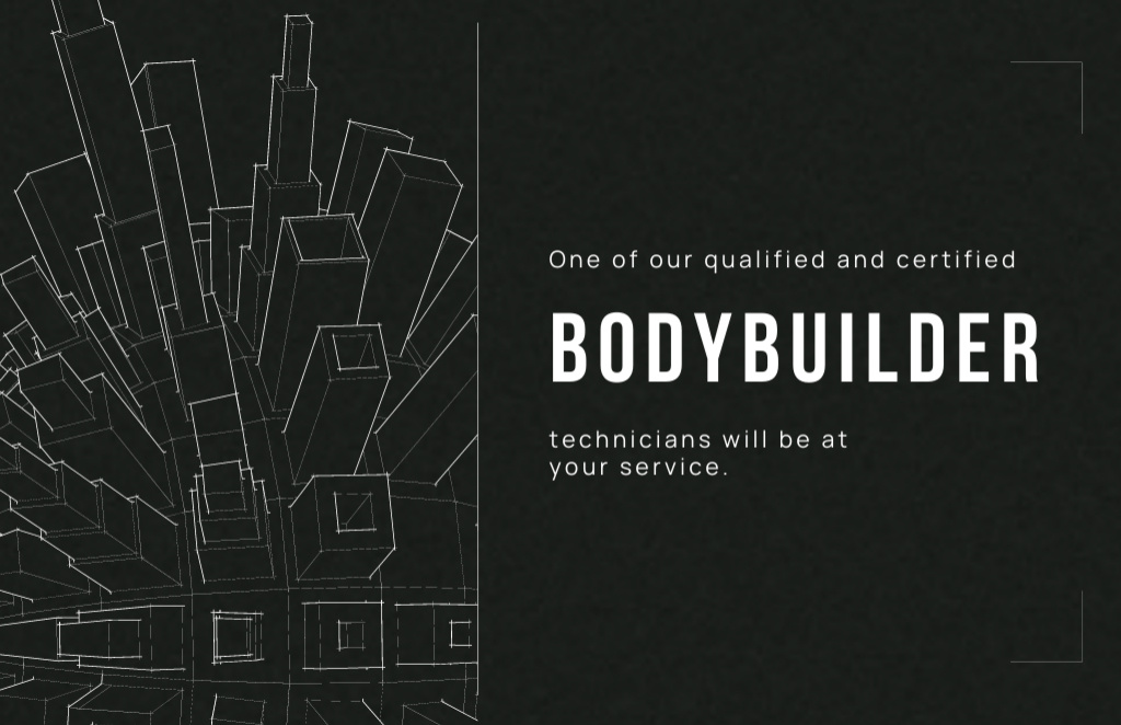 Bodybuilder Services With Certificate In Black Business Card 85x55mm – шаблон для дизайну