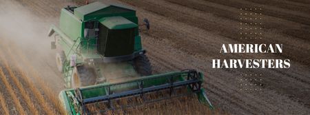 Ontwerpsjabloon van Facebook cover van Amerikaanse oogstmachines die op gebied werken