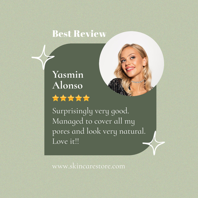 Modèle de visuel Review on Skincare Products with Smiling Woman - Instagram