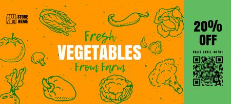 Sale Offer For Veggies From Farm Coupon 3.75x8.25in Design Template