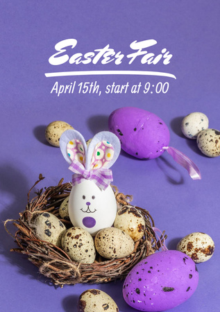 Festive Bazaar with Rabbit and Eastern Eggs Flyer A5 Design Template