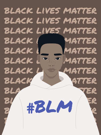 Життя темношкірих мають значення, гасло з ілюстрацією молодого афроамериканського хлопця Poster US – шаблон для дизайну