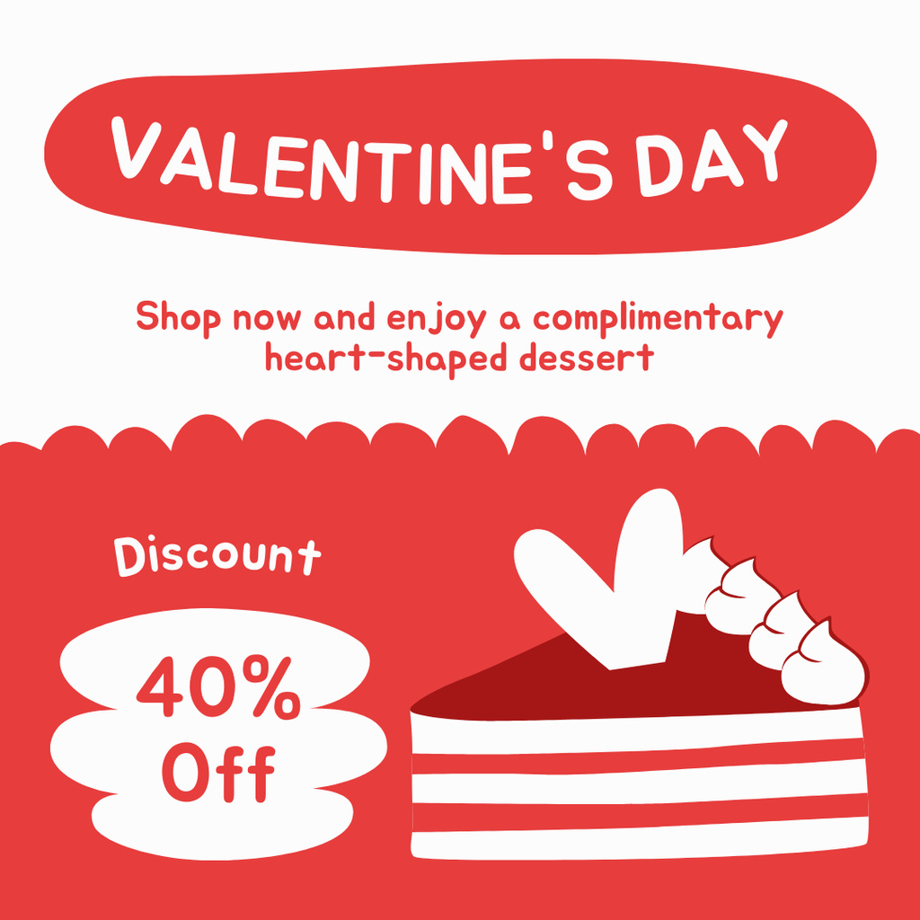 Ontwerpsjabloon van Instagram AD van Valentine's Day Dessert At Discounted Rates
