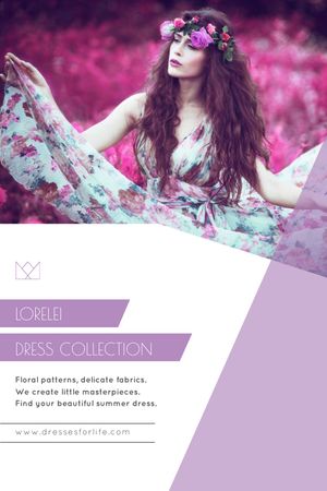 Fashion Collection Ad Woman in Floral Dress Tumblr Design Template