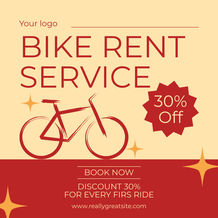 Discount on Bikes for Rent on Red Instagram AD Design Template