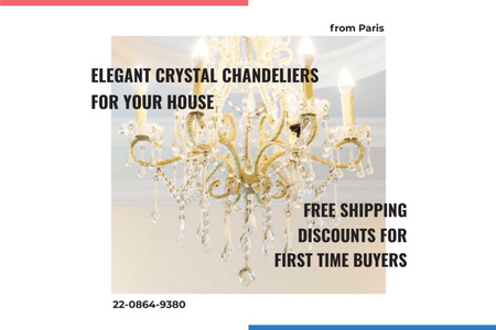 Template di design Elegant crystal chandeliers shop Gift Certificate