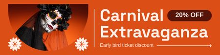 Discounted Pass For Costume Carnival In Orange Twitter Design Template