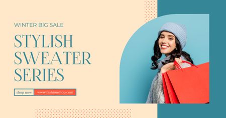 Stylish Sweater Series Sale Announcement for Women Facebook AD Design Template