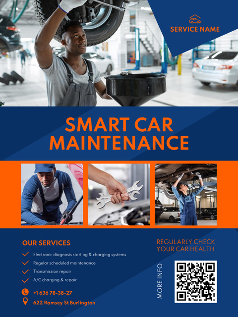 Offer of Car Maintenance Services Poster US Tasarım Şablonu