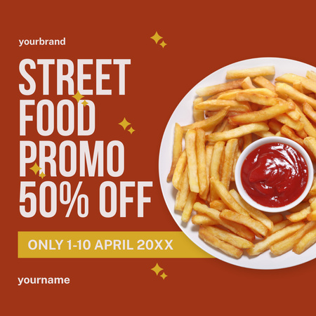 Oferta de desconto especial em comida de rua com batatas fritas Instagram Modelo de Design