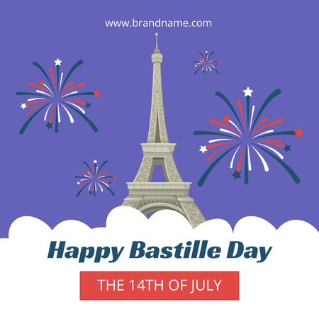 Designvorlage Happy Bastille Day,instagram post design für Instagram