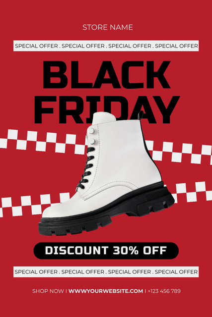 Black Friday Sale of Boots Pinterest Šablona návrhu