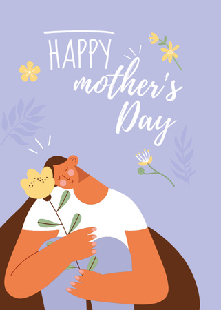Platilla de diseño Happy Mother's Day Greeting on Purple Postcard 5x7in Vertical