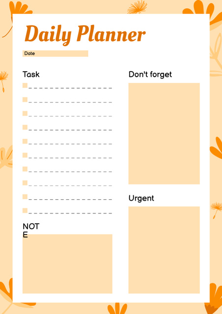 Daily Notes with Orange Flowers Schedule Planner Modelo de Design
