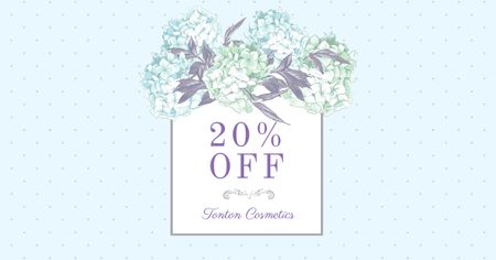 Cosmetics Sale Discount Offer with Tender Flowers Facebook AD Design Template