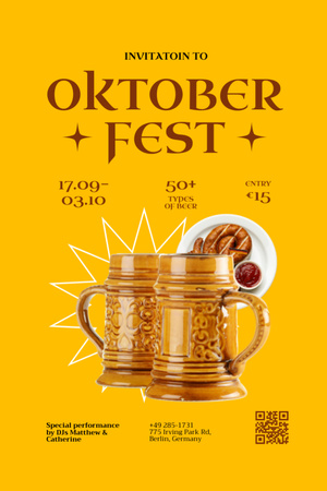 Oktoberfest Celebration Announcement Invitation 6x9inデザインテンプレート