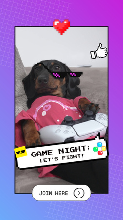 Funny Collage With Dog For Game Night Event TikTok Video Design Template