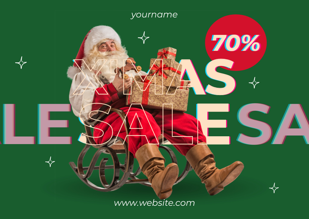 Designvorlage Santa Claus on X-mas Mega Sale für Card