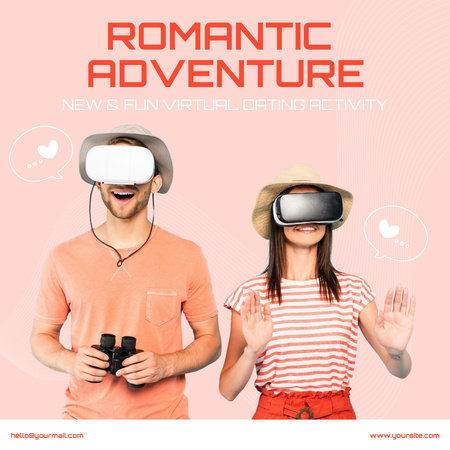 Ontwerpsjabloon van Instagram van Romantic Virtual Dating Activity Ad
