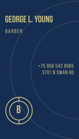 Предложение услуг барбершопа на синем фоне Business Card US Vertical – шаблон для дизайна