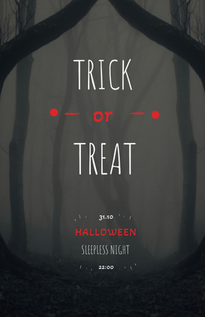 Halloween éjszakai rendezvények meghívója ijesztő erdővel Flyer 5.5x8.5in tervezősablon