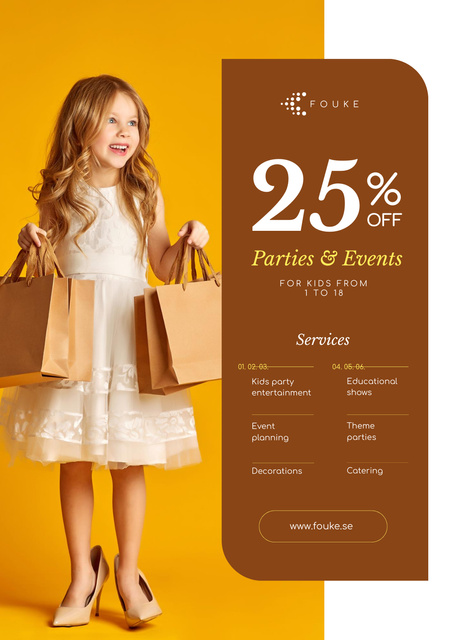 Professional Party Organization Services Offer With Discounts Poster – шаблон для дизайну
