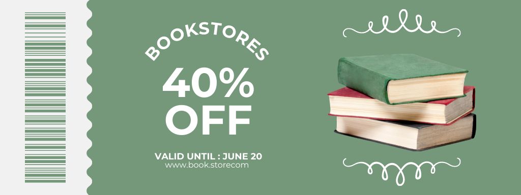 Ad of Bookstores with Offer of Discount Coupon Design Template