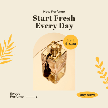 Platilla de diseño New Fragrance Ad with Leaves Illustration Instagram