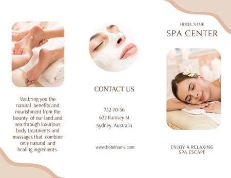 Offer of Spa Services with Woman on Massage Brochure 8.5x11in Design Template