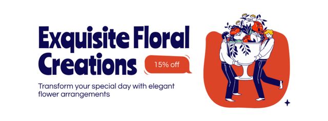 Exquisite Floral Creations with Great Discount Facebook cover Modelo de Design
