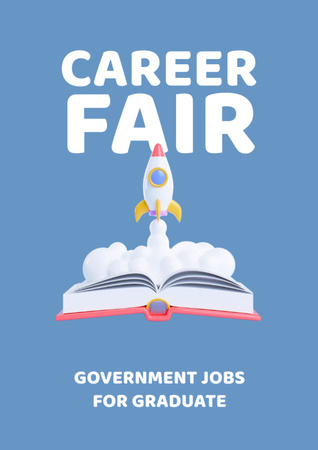Template di design Career Fair Announcement with Rocket Launch on Top of Book Flyer A4