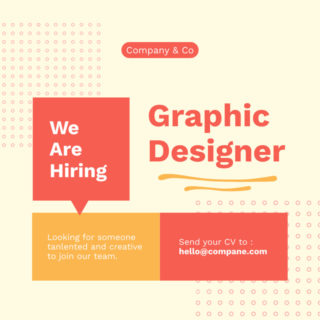 Designvorlage Special Announcement of Graphic Designer Vacancy für Instagram