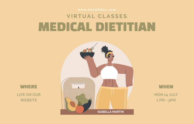 Virtual Classes About Medical Nutrition Announcement Invitation 4.6x7.2in Horizontal Tasarım Şablonu