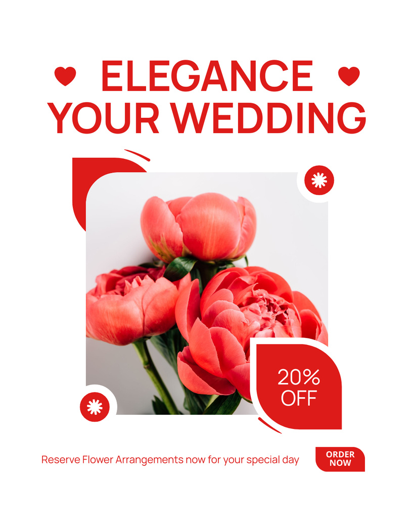 Elegant Floral Wedding Services with Big Discount Instagram Post Vertical Tasarım Şablonu