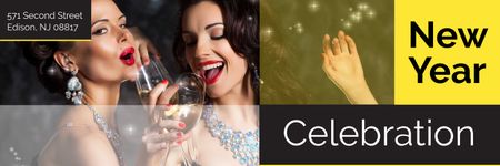 New Year Celebration Party with Champagne Twitter Šablona návrhu