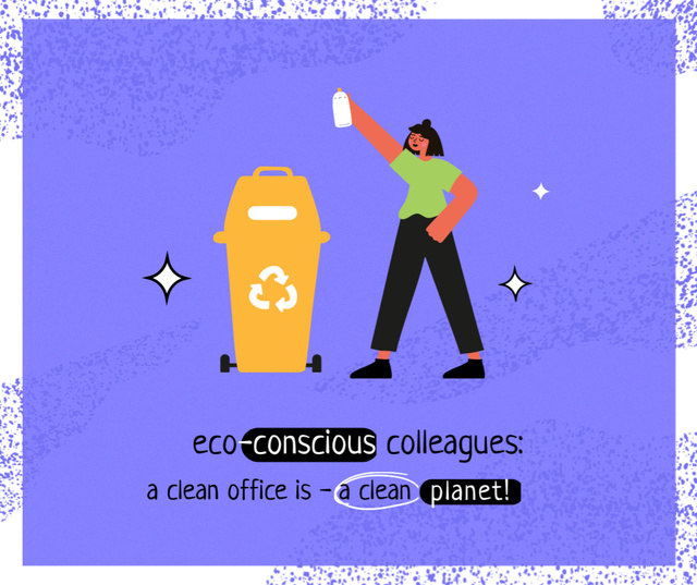 Eco Lifestyle Concept with woman recycle garbage Facebook tervezősablon