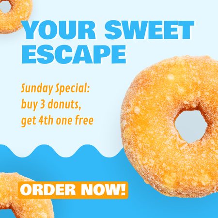 Platilla de diseño Classic Doughnuts With Promo On Sunday In Shop Animated Post