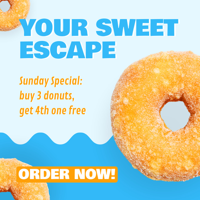 Classic Doughnuts With Promo On Sunday In Shop Animated Post Design Template