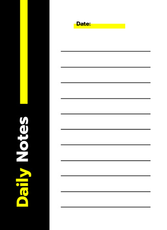 Black And Yellow Simple Daily Schedule Notepad 4x5.5in Design Template