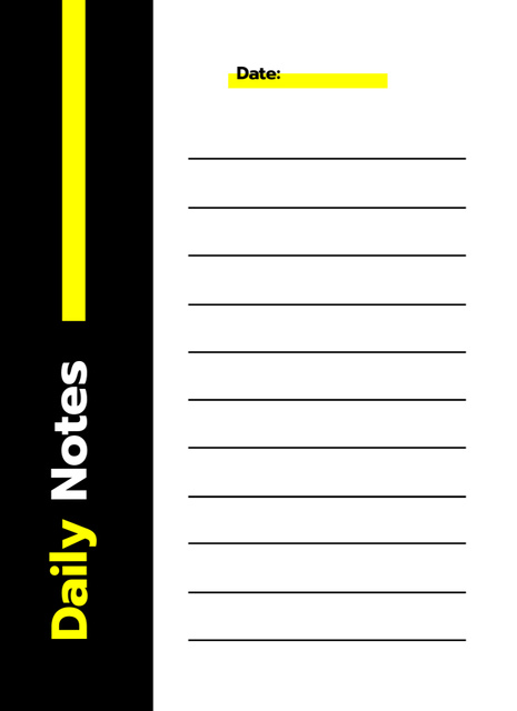 Simple Daily Schedule with Yellow Lines Notepad 4x5.5in Design Template