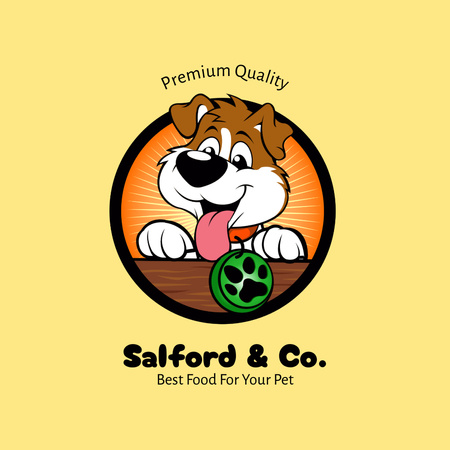 Ontwerpsjabloon van Animated Logo van Beste Pet Food-embleem op geel