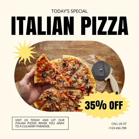 Plantilla de diseño de Descuento en pizza italiana crujiente Instagram 