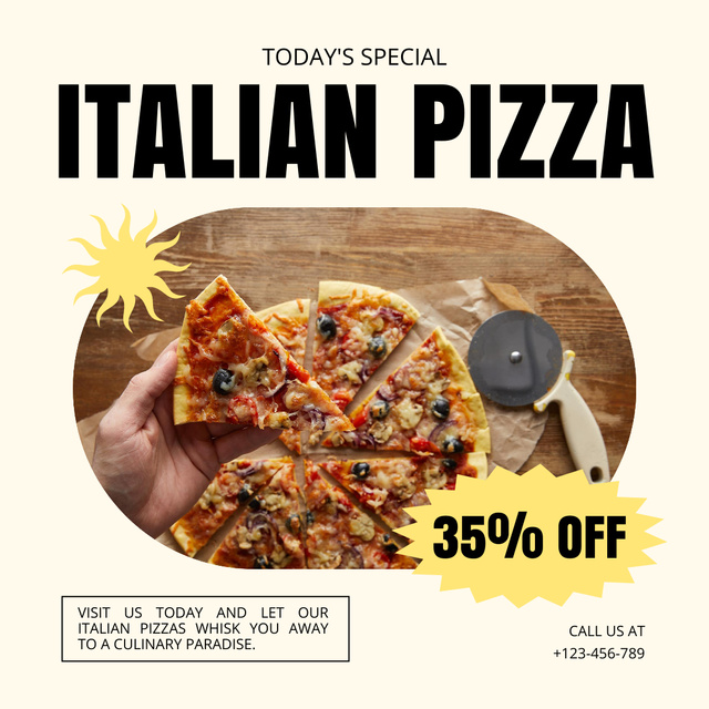 Discount on Italian Crispy Pizza Instagramデザインテンプレート