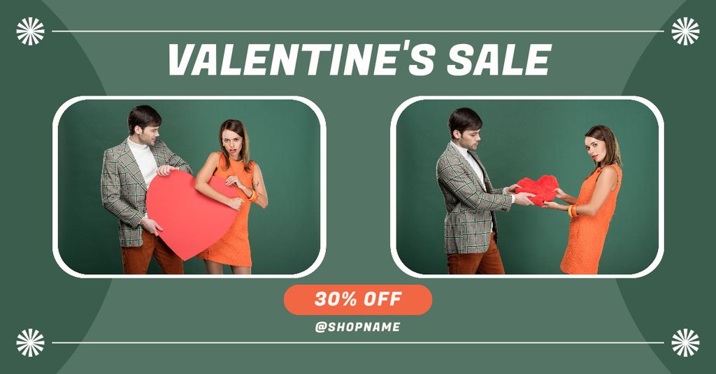 Minimalistic Collage with Valentine's Day Sale Offer Facebook ADデザインテンプレート